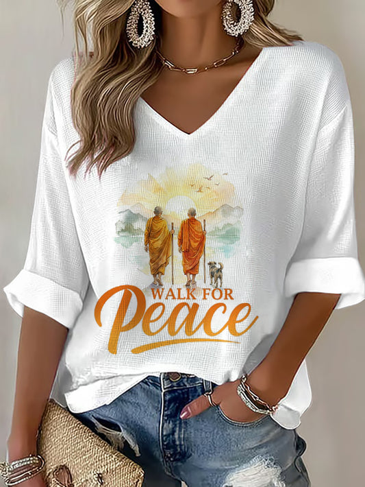 Women's Walk With Aloka Walk For Peace Waffle T-shirt