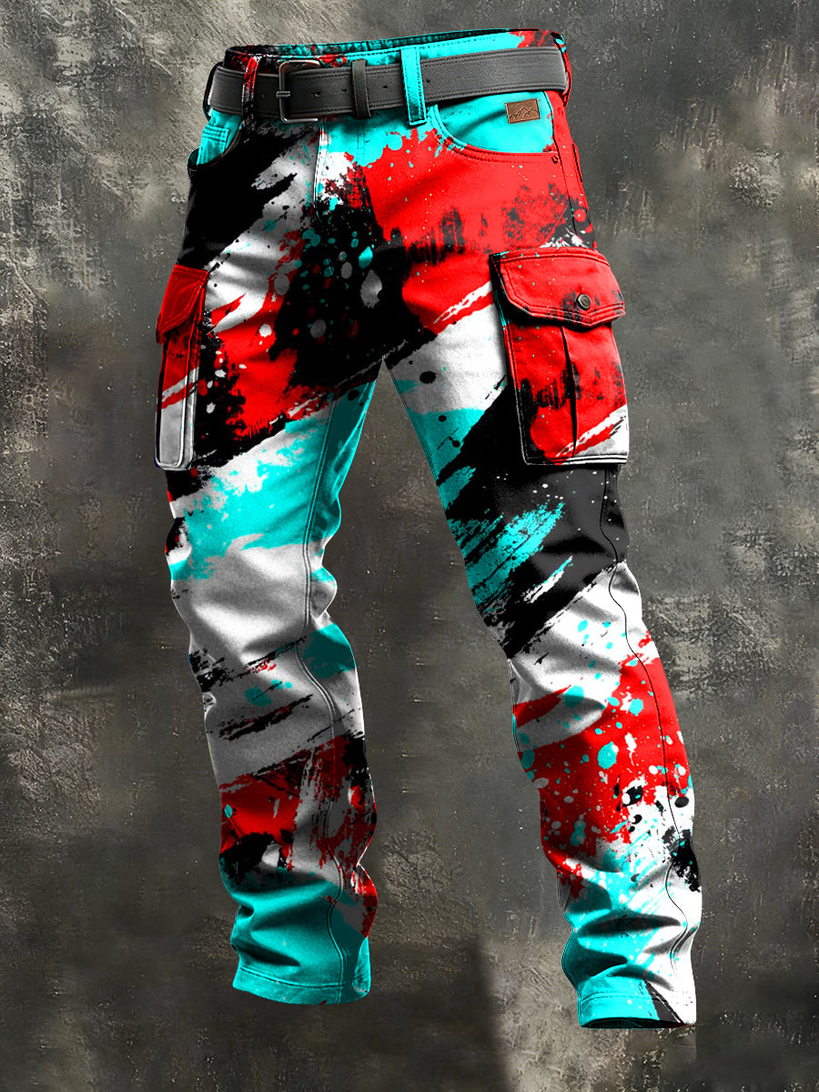 Men's Retro Vacation Business Psychedelic Art Print Casual Workwear Trousers