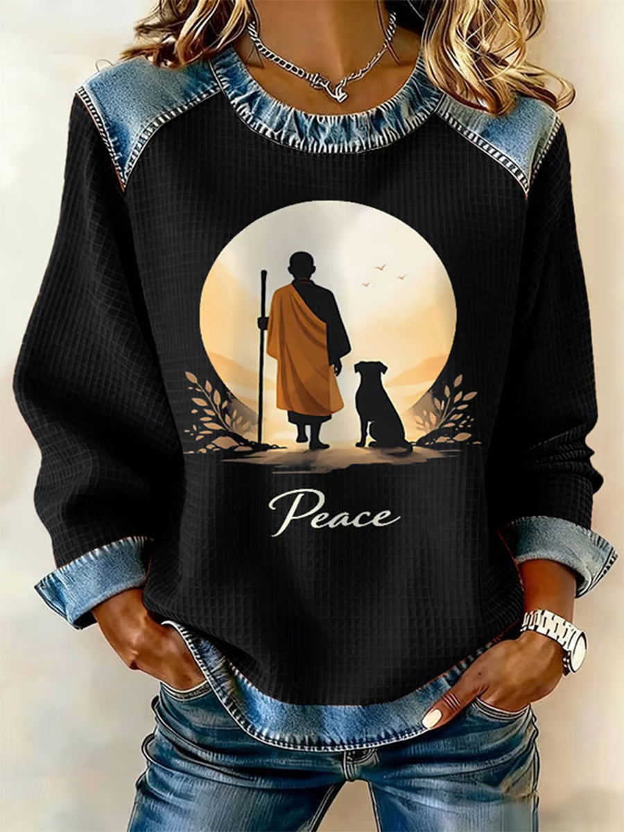 Women's Walk For Peace Waffle Sweatshirt