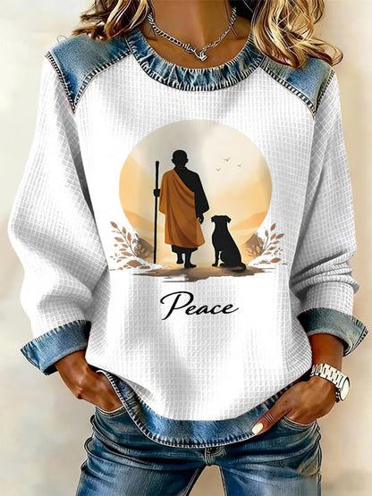 Women's Walk For Peace Waffle Sweatshirt