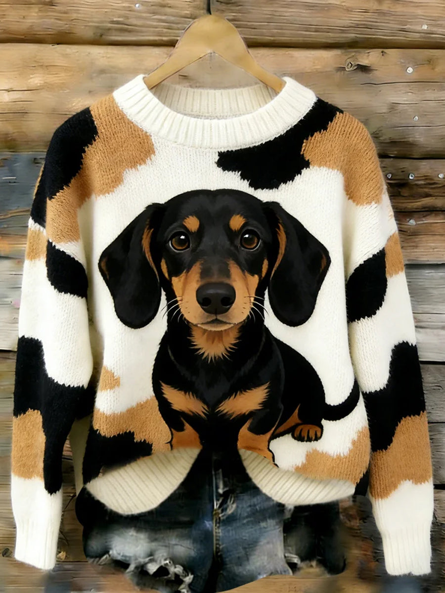 Women's Short-legged Dachshund Round-neck Comfortable Sweater