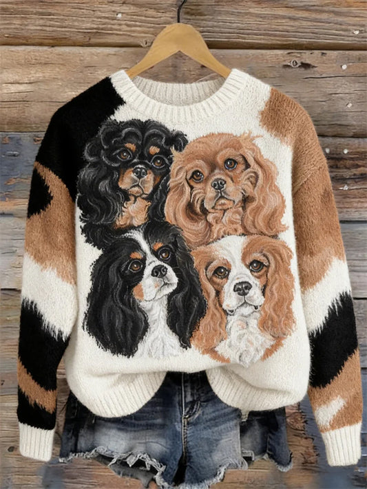 Women's Cavalier King Charles Spaniel Dogs Cozy  Sweater