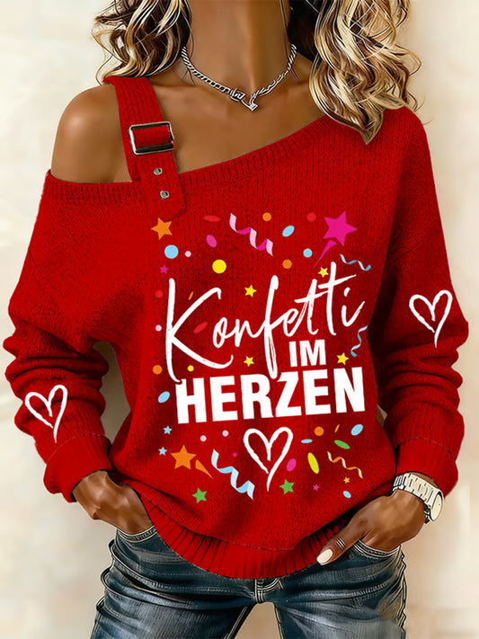 Women's Cologne Carnival Print Casual Long Sleeve Top