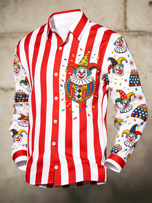 Men's Cologne Carnival Clown Print Shirt