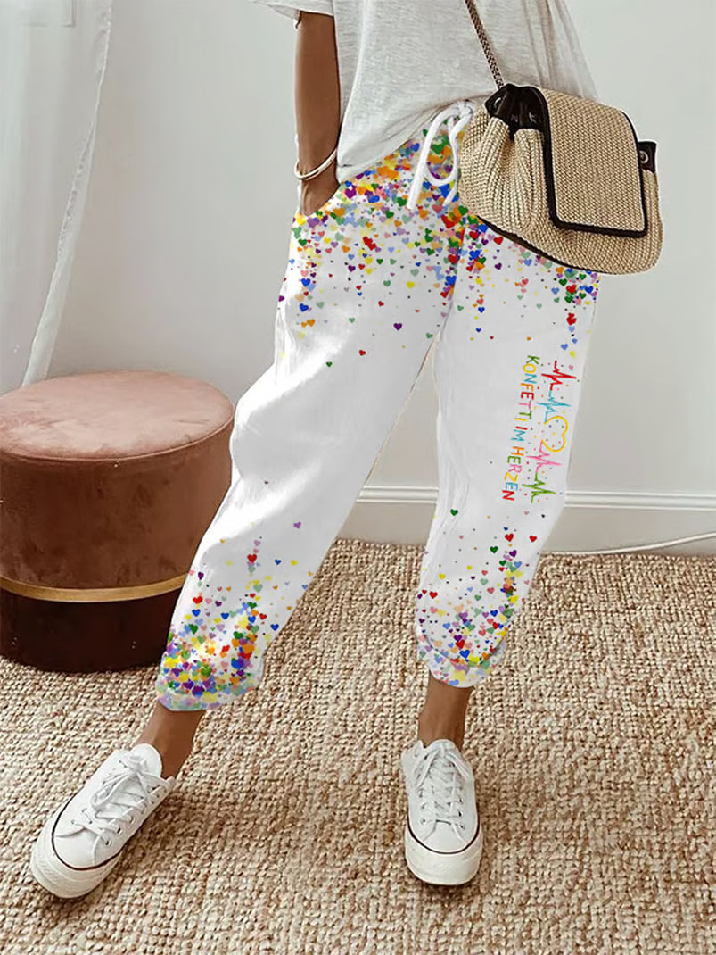 Women's Cologne Carnival Konfetti im Herzen Print Casual Pants