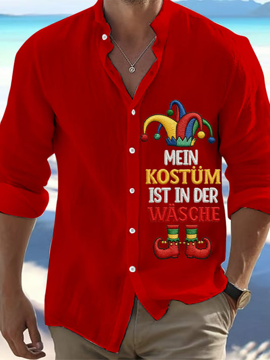 Men's Cologne Carnival Clown Print Casual Long-Sleeved Shirt