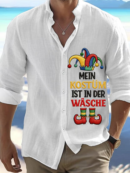 Men's Cologne Carnival Clown Print Casual Long-Sleeved Shirt