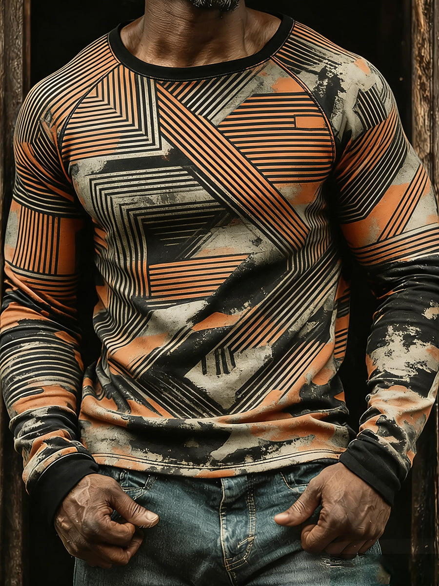 Men's Vintage Business Abstract Art Casual Top