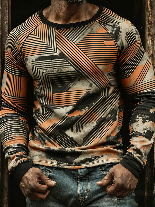 Men's Vintage Business Abstract Art Casual Top