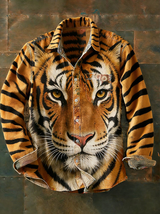 Men's Business Vacation Style Printed Casual Long-Sleeved Shirt