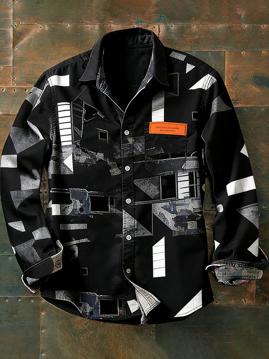 Men's Business Vacation Style Printed Casual Long-Sleeved Shirt