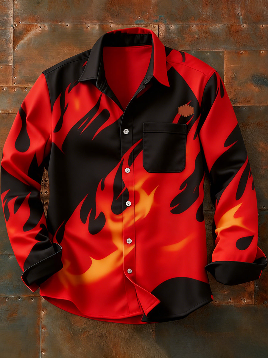 Men's Business Vacation Style Printed Casual Long-Sleeved Shirt