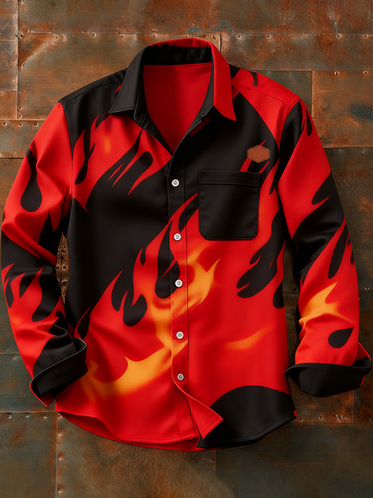 Men's Business Vacation Style Printed Casual Long-Sleeved Shirt