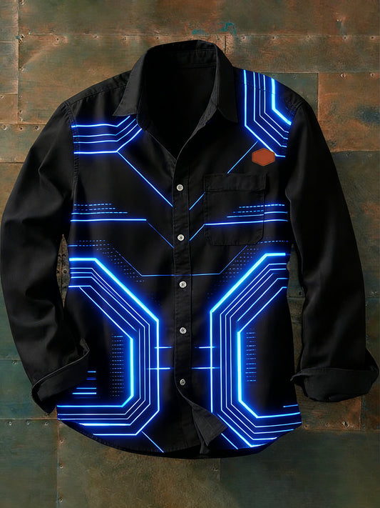 Men's Business Vacation Style Printed Casual Long-Sleeved Shirt