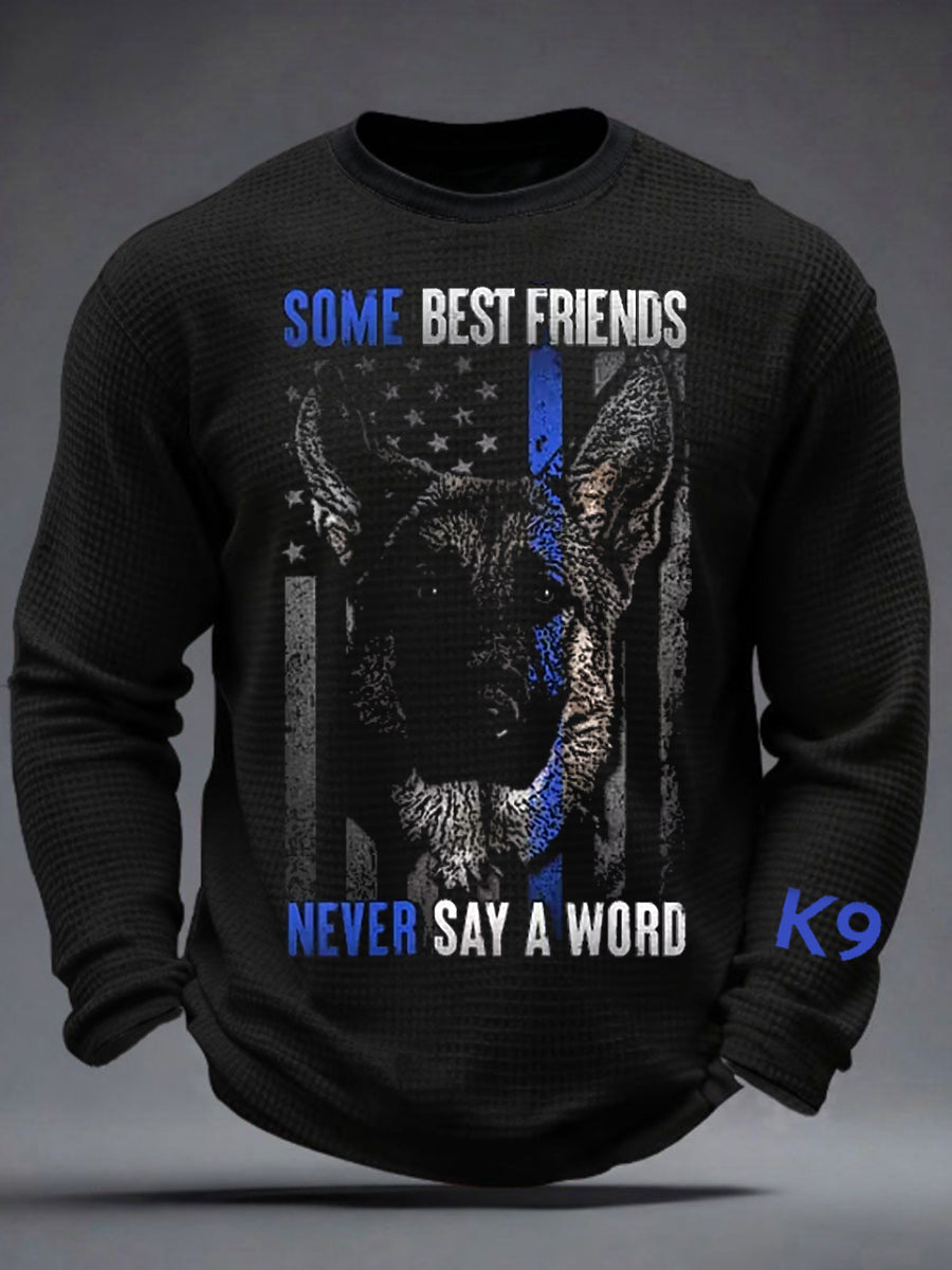 Men's K-9 Veterans Day Waffle Long Sleeve T-Shirt