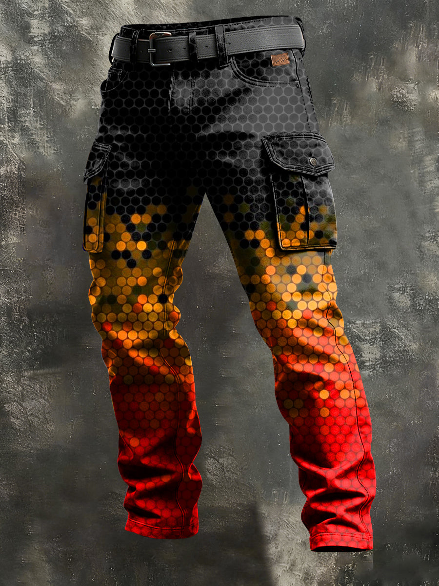 Men's Retro Vacation Business Art Print Casual Workwear Trousers