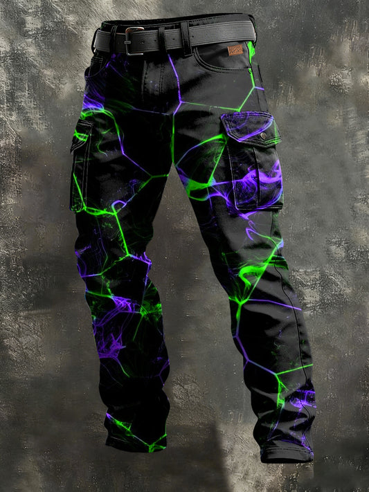 Men's Retro Vacation Business Psychedelic Art Print Casual Workwear Trousers