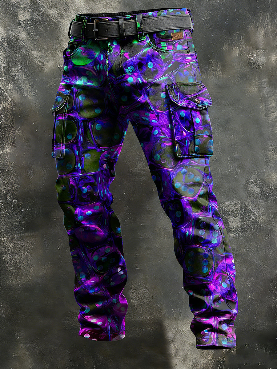 Men's Retro Vacation Business Psychedelic Art Print Casual Workwear Trousers