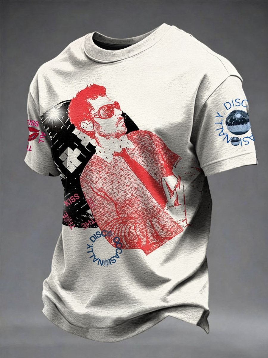 Men's Kiss All The Time Disco Occasionally Printed short sleeves t-shirt