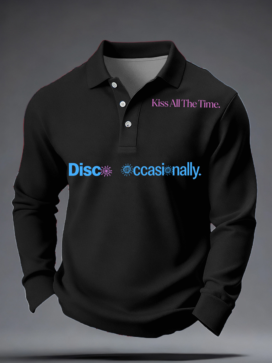 Men's Kiss All The Time Disco Occasionally Printed long sleeve shirt