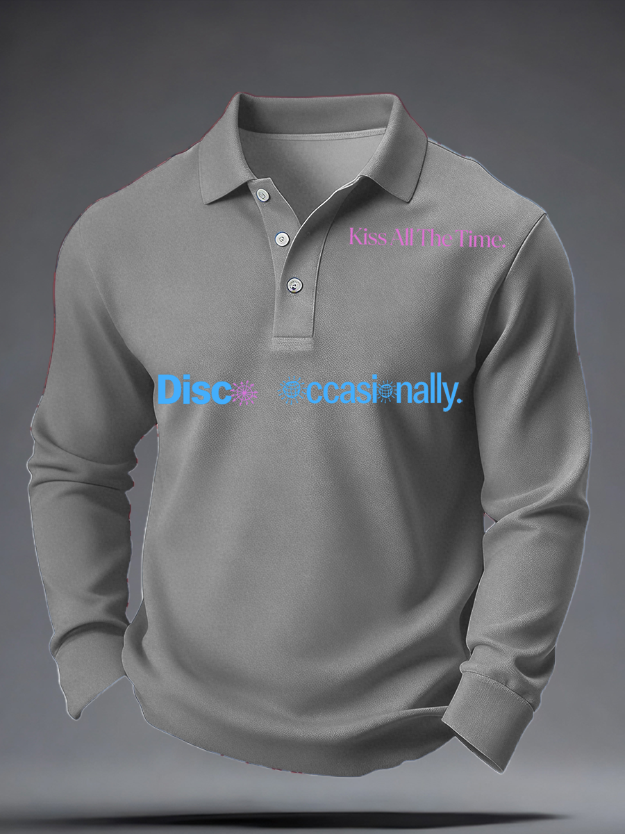 Men's Kiss All The Time Disco Occasionally Printed long sleeve shirt