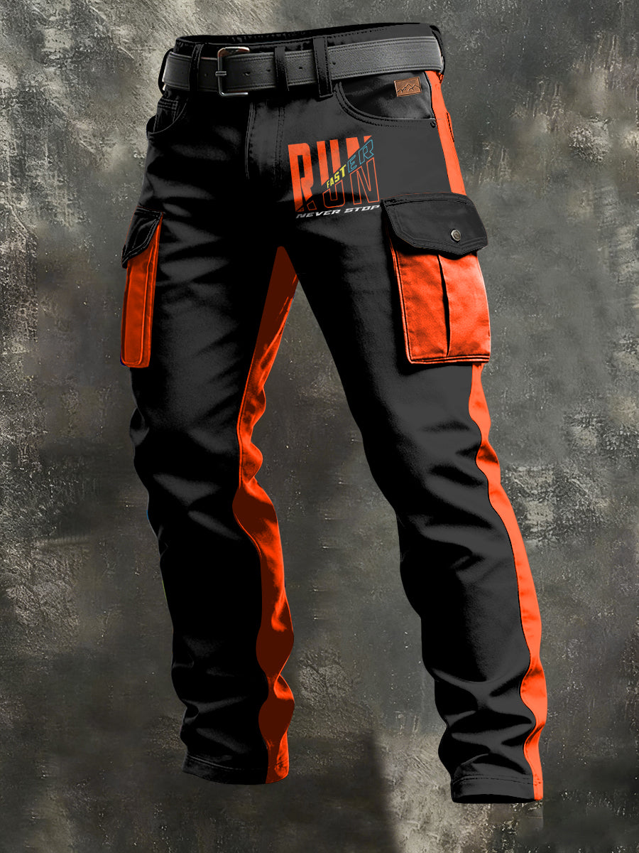 Men's Retro Vacation Business Art Print Casual Workwear Trousers