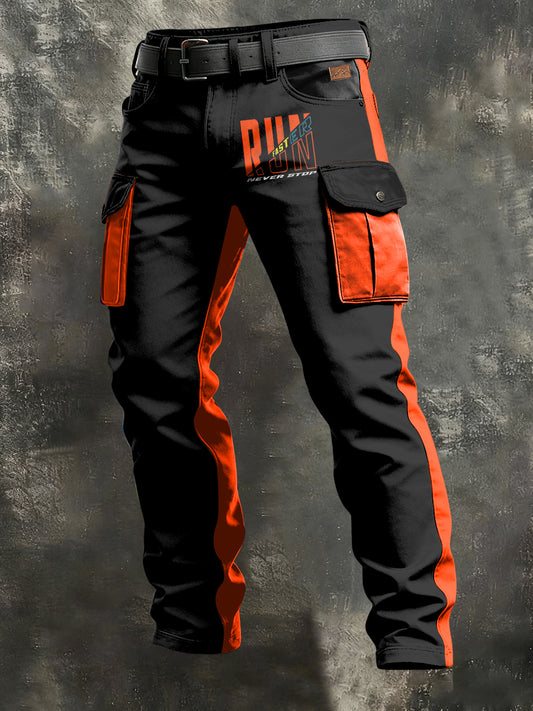 Men's Retro Vacation Business Art Print Casual Workwear Trousers