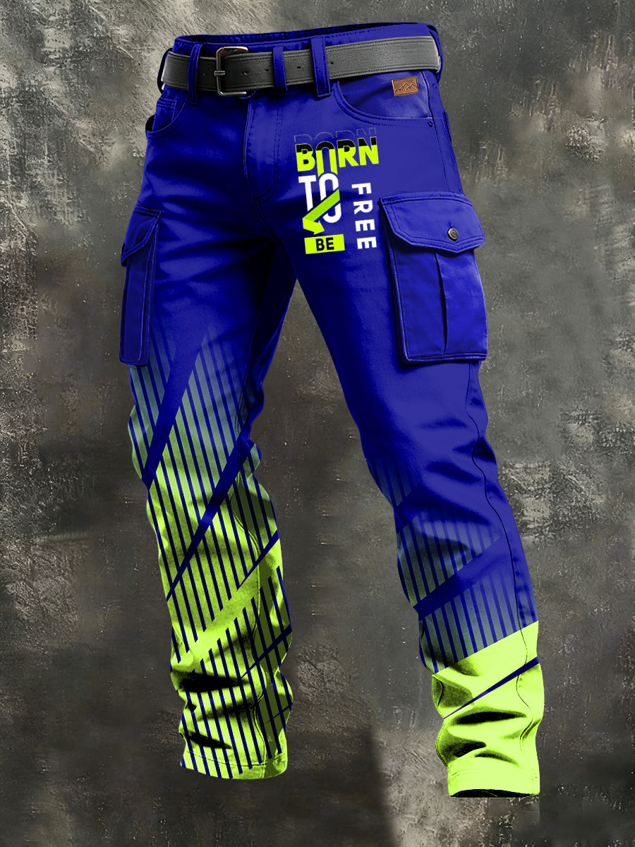 Men's Retro Vacation Business Art Print Casual Workwear Trousers