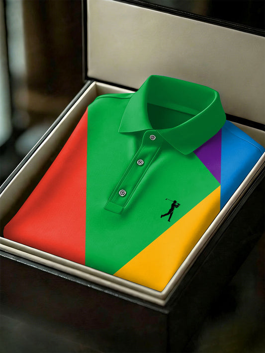 Men's Vintage Business Style Printed Casual Polo Shirt