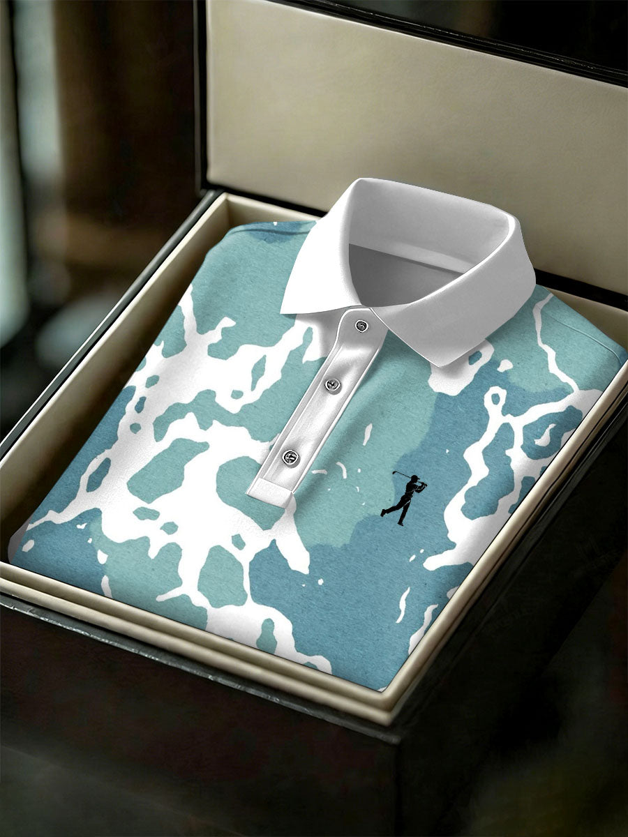 Men's Vintage Business Style Printed Casual Polo Shirt