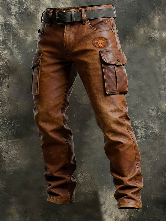 Men's Retro Vacation Business West Art Print Casual Workwear Trousers