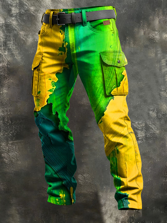 Men's Retro Vacation Business Art Print Casual Workwear Trousers