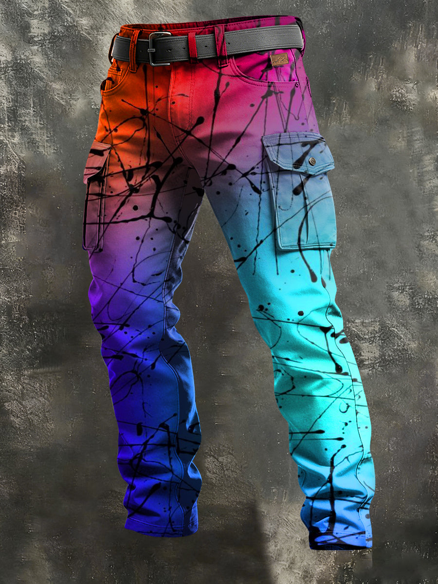 Men's Retro Vacation Business Psychedelic Art Print Casual Workwear Trousers