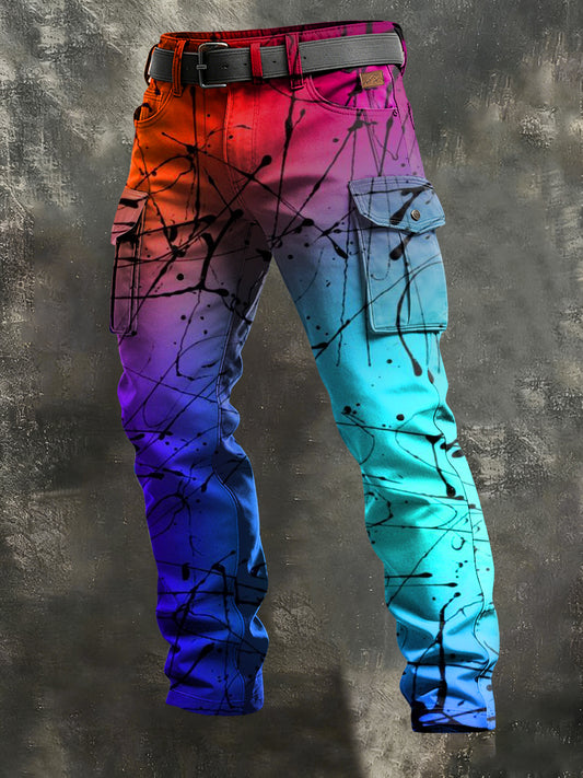 Men's Retro Vacation Business Psychedelic Art Print Casual Workwear Trousers