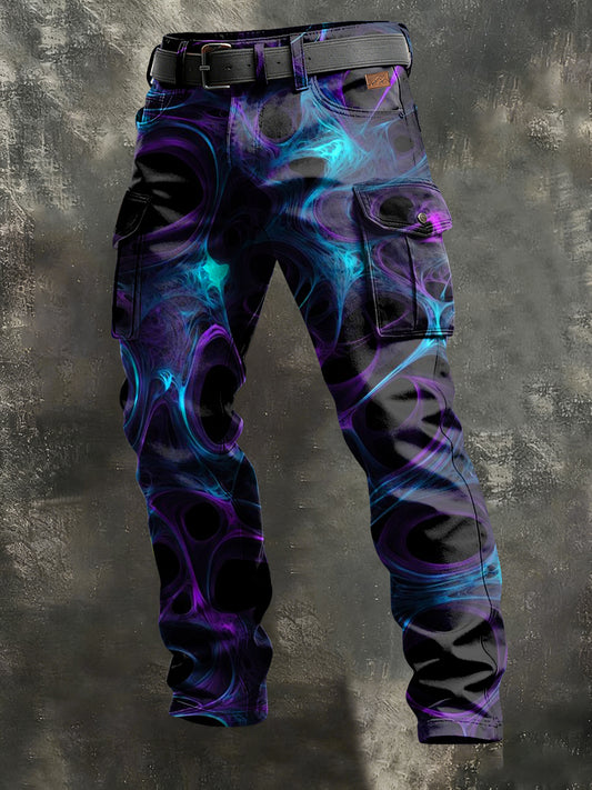 Men's Retro Vacation Business Psychedelic Art Print Casual Workwear Trousers