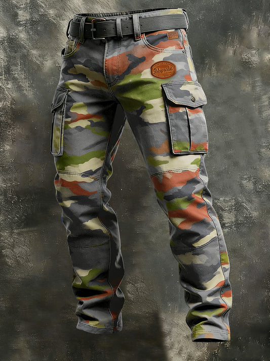 Men's Retro Vacation Business West Art Print Casual Workwear Trousers