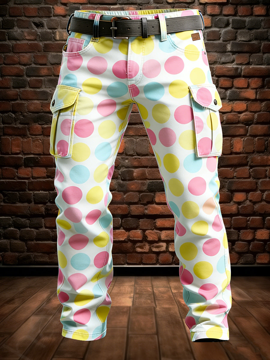 Men's Retro Vacation Business Polka Dot Art Print Casual Workwear Trousers