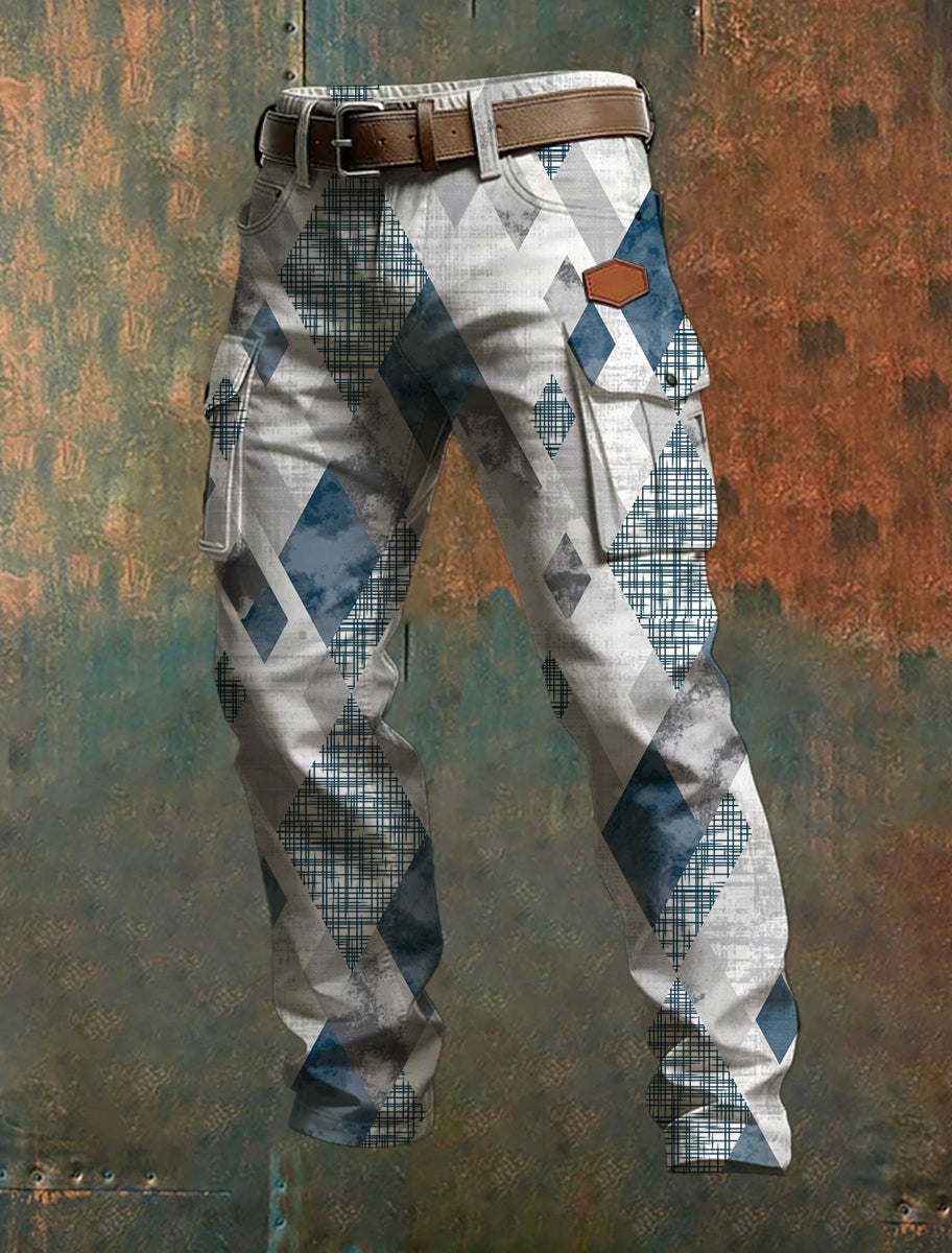 Men's Business-Style Printed Casual Trousers