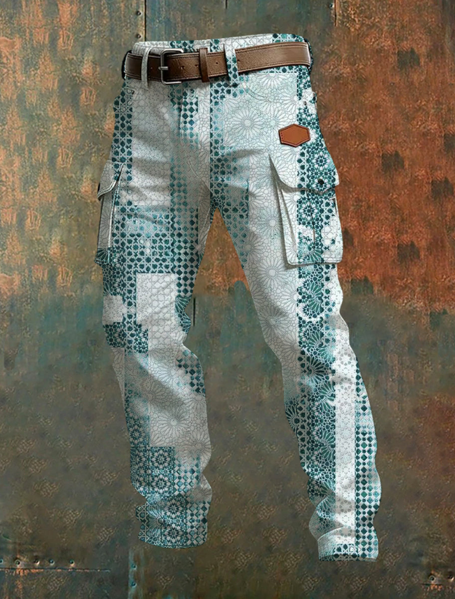 Men's Business-Style Printed Casual Trousers