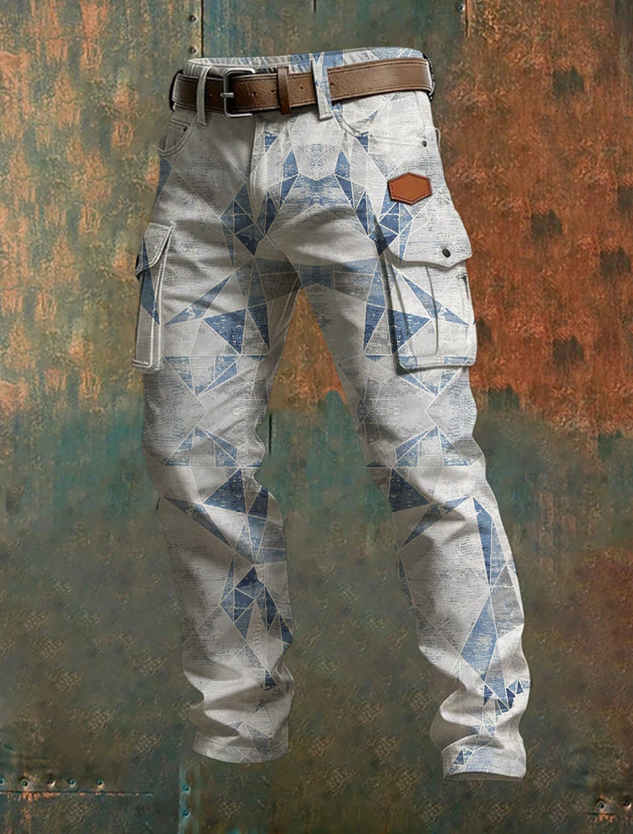 Men's Business-Style Printed Casual Trousers