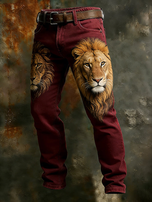 Men's Vintage Animal Print Art Business Casual Work Pants