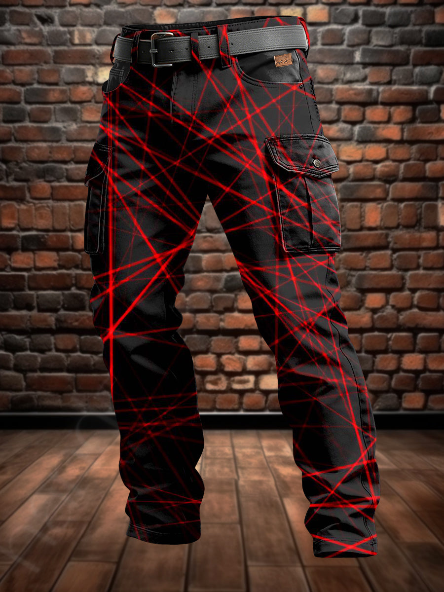 Men's Retro Vacation Business Art Print Casual Workwear Trousers