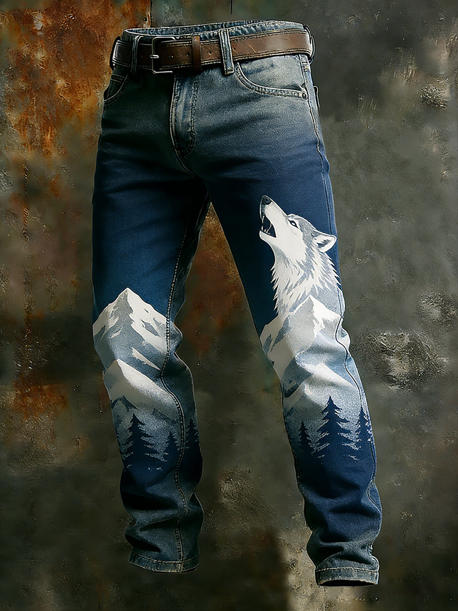 Men's Vintage Animal Print Art Business Casual Work Pants