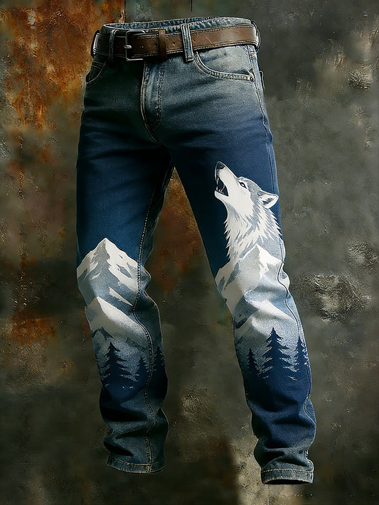 Men's Vintage Animal Print Art Business Casual Work Pants