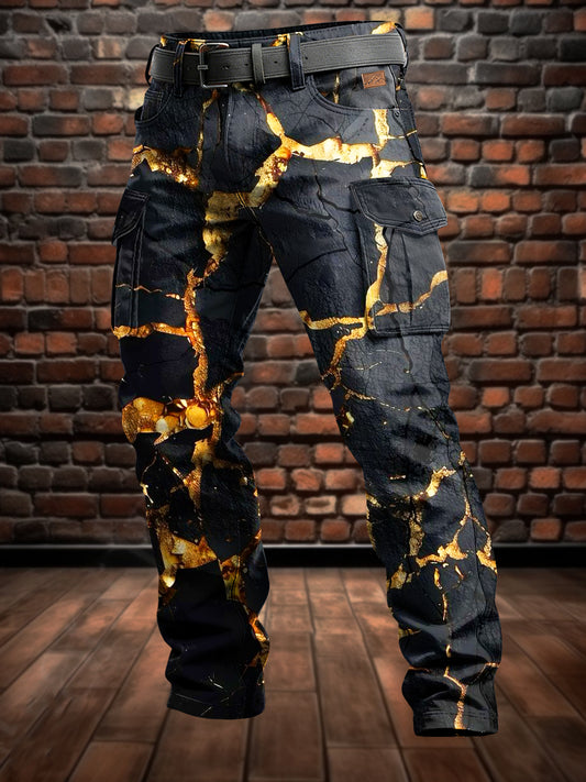 Men's Retro Vacation Business Art Print Casual Workwear Trousers