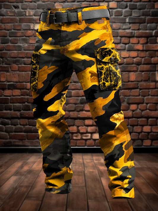 Men's Retro Vacation Business Art Print Casual Workwear Trousers