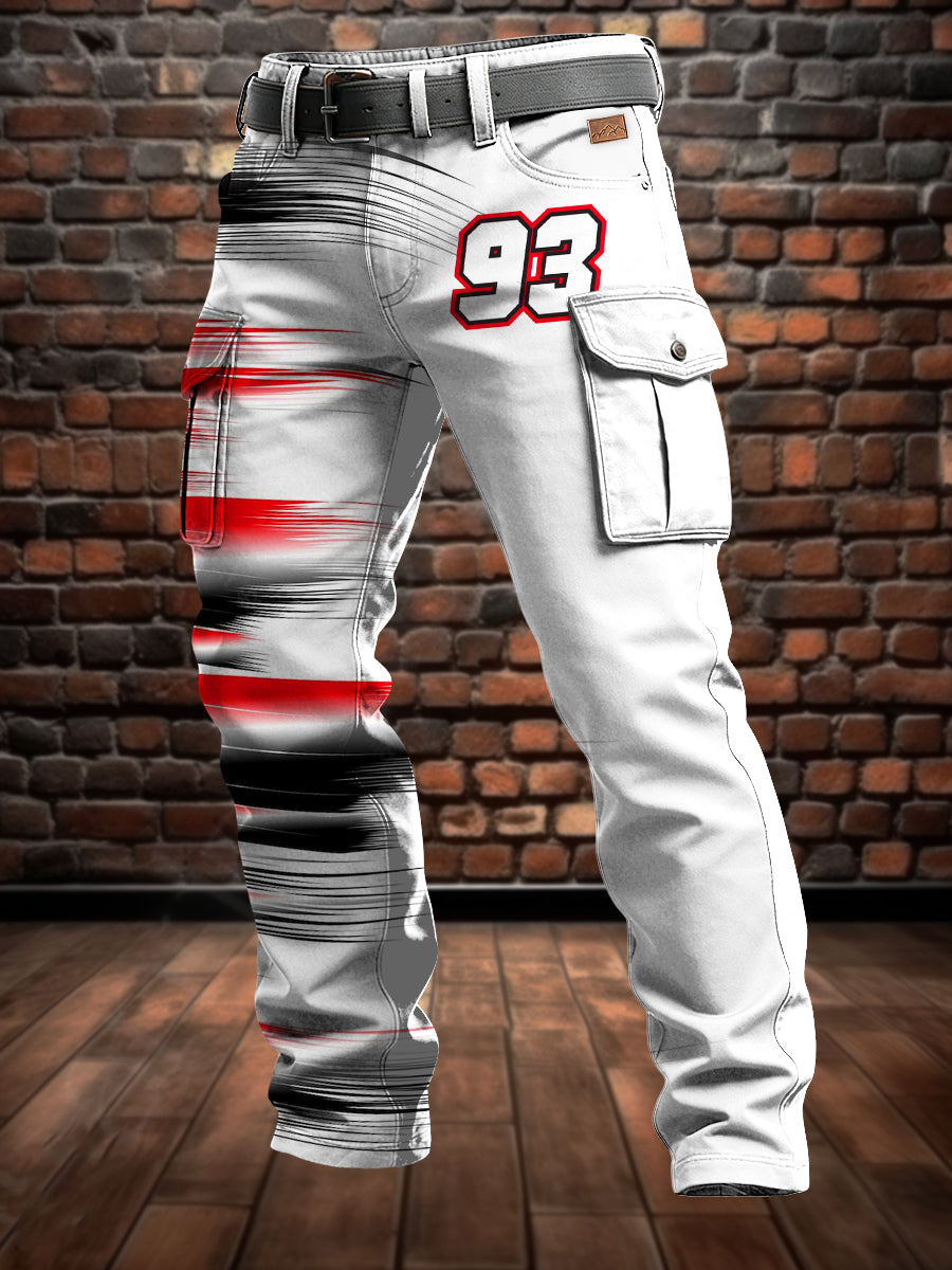 Men's Retro Vacation Business Art Print Casual Workwear Trousers