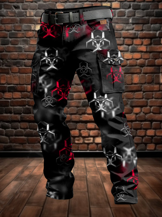 Men's Retro Vacation Business Art Print Casual Workwear Trousers