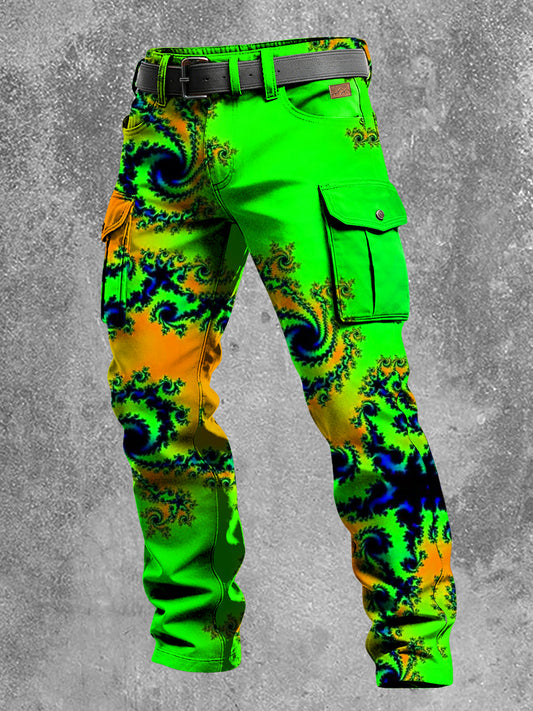 Men's Retro Vacation Business Psychedelic Art Print Casual Workwear Trousers