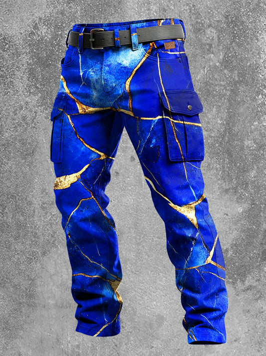 Men's Retro Vacation Business Art Print Casual Workwear Trousers